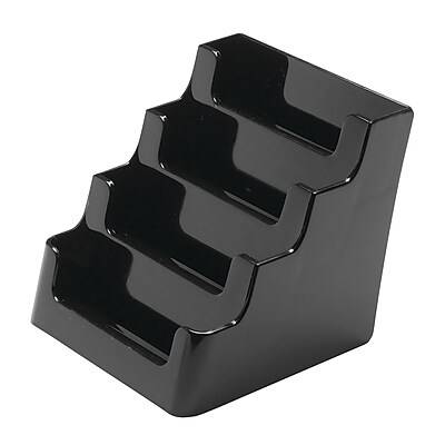 Deflecto Recycled 4-Tier Business Card Holder, Black (ZS93086A)