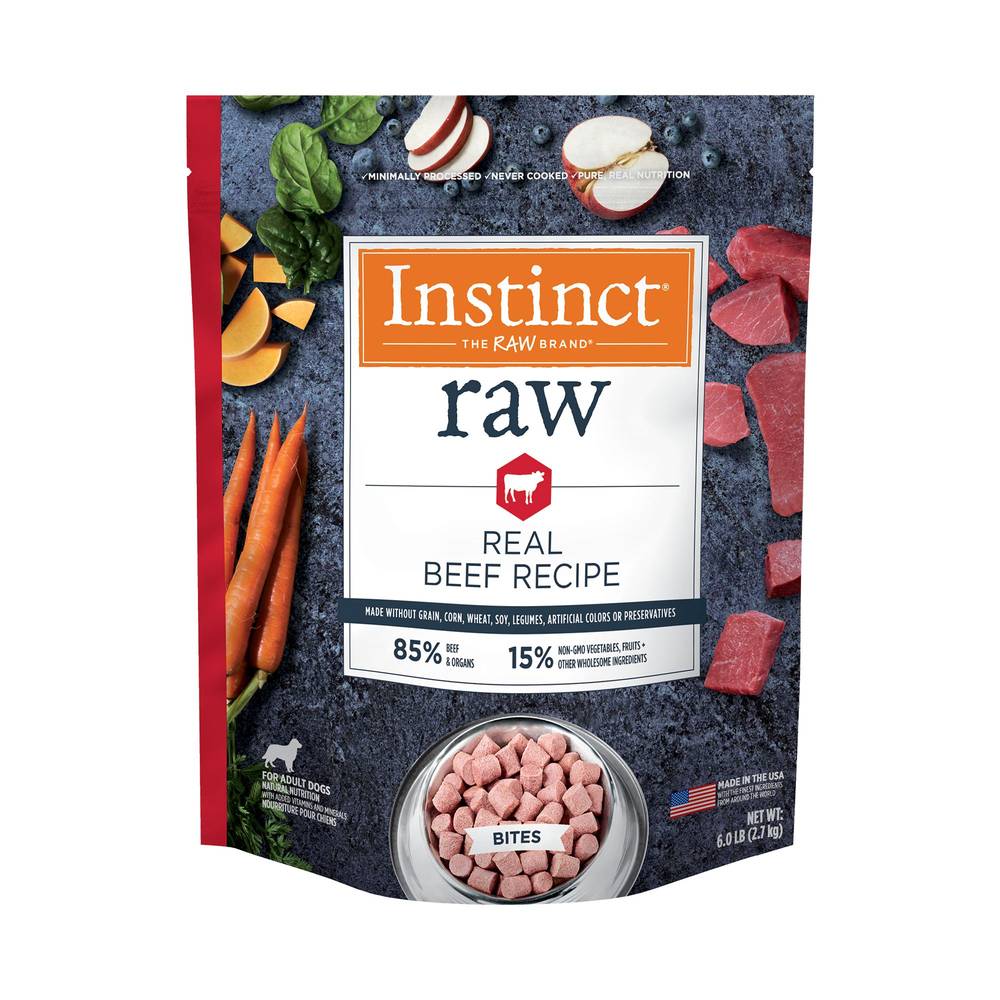 Instinct® Raw Bites Adult Frozen Dog Food - Raw, Grain Free, Beef (Flavor: Beef, Size: 6 Lb)