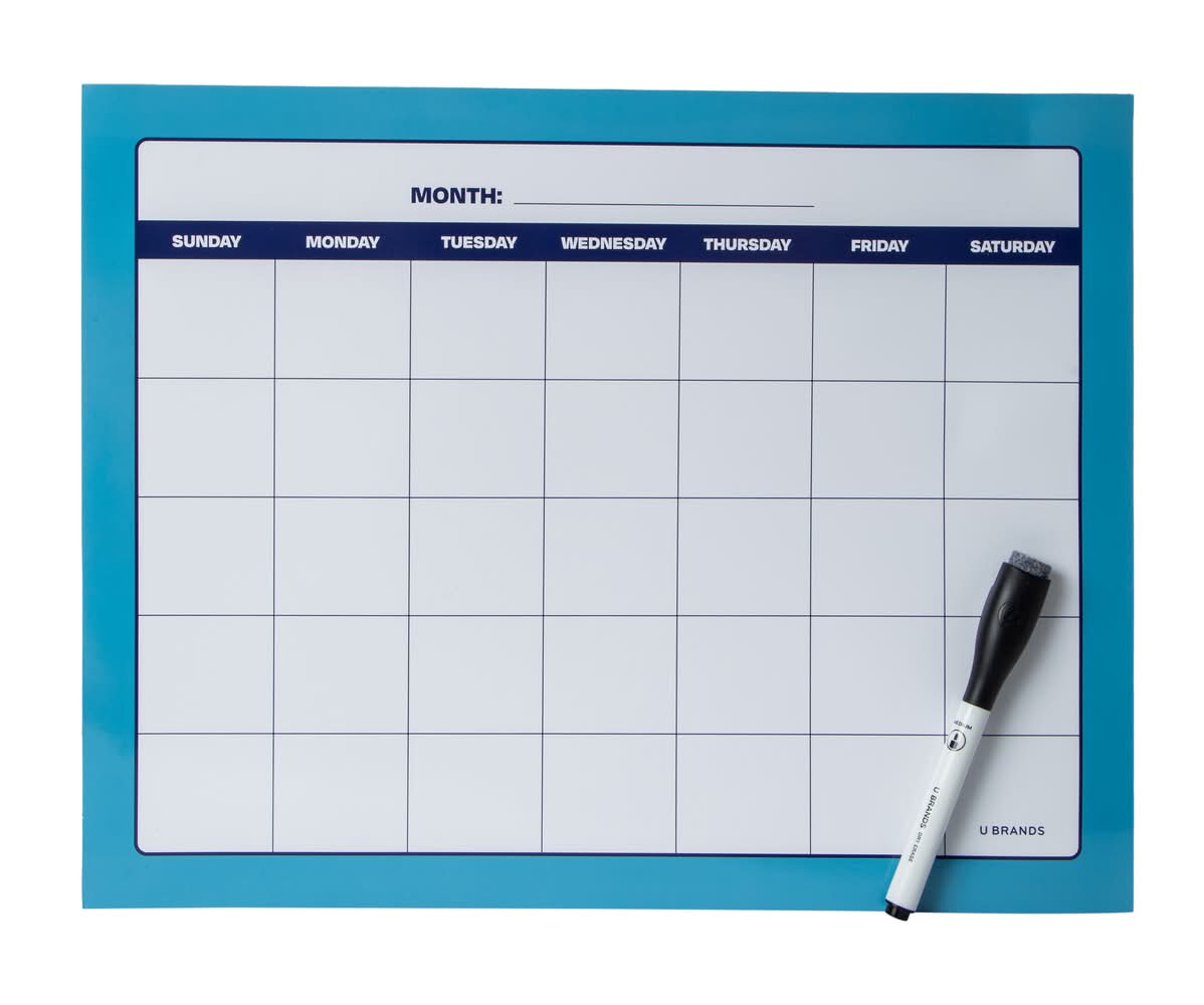 Magnetic Planner Dry Erase Calendar 11inx14in Blue