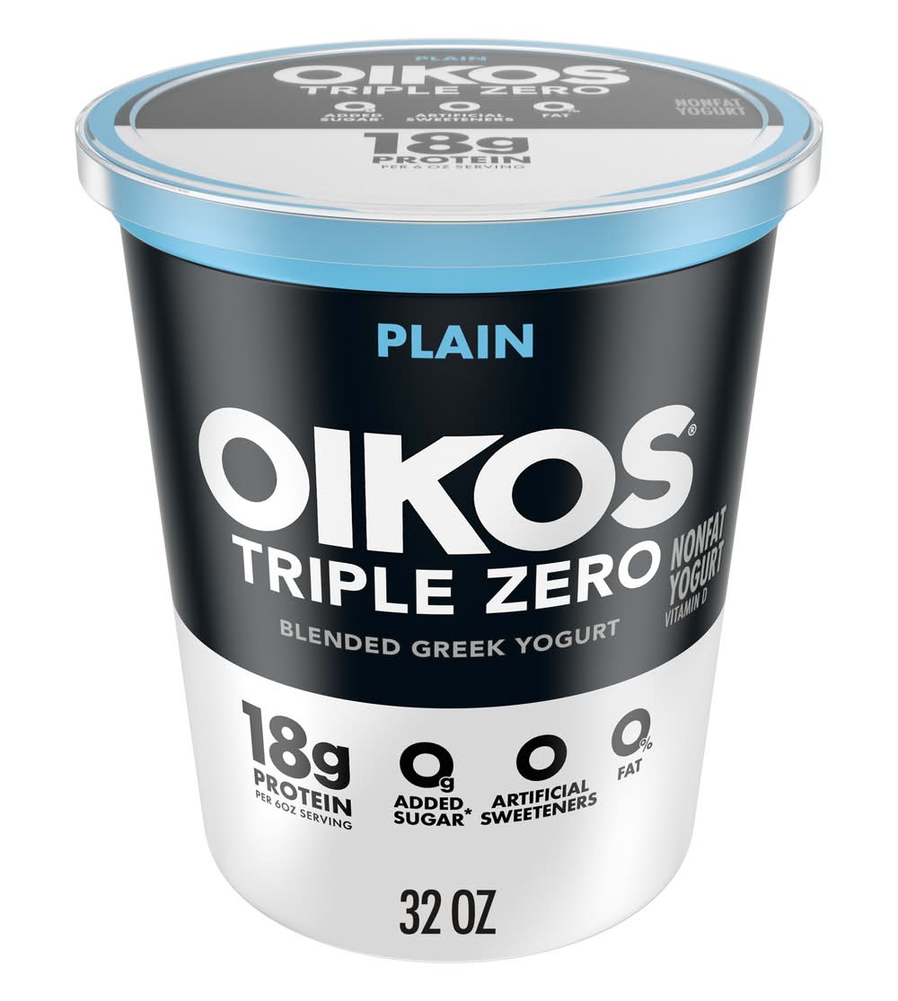 Oikos Triple Zero Plain Blended Greek Nonfat Yogurt (32 oz)