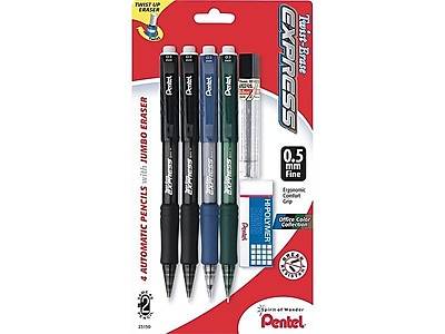 Pentel Twist-Erase EXPRESS Mechanical Pencil, 0.5mm, #2 Medium Lead, 4/Pack (QE415LZBP4)