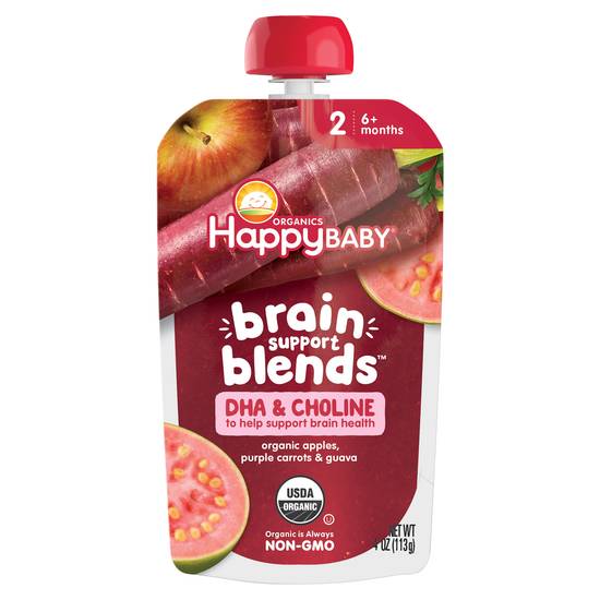 Happy Baby Organics Brain Support Blends Apples Purple Carrots & Guava Stage 2 (6+ months)