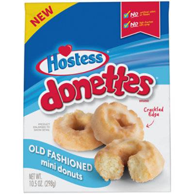 HOSTESS DONETTES Old Fashioned Mini Donuts Poppable Snack Resealable Bag - 10.5 oz