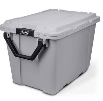 Hefty Max Tote Wheel Polypropylene Storage Bin With Lid 28gal, Grey