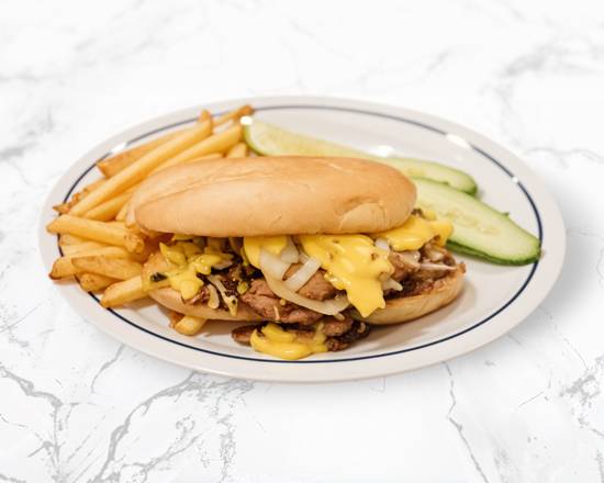 Philly Cheesesteak Sandwich with Fries