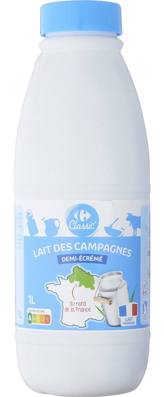 Carrefour Classic' - Lait demi écrémé (1L)