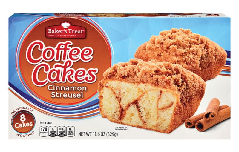 Baker's Treat Individually Wrapped Coffee Cakes, Cinnamon Streusel (11.6 oz, 8 ct)