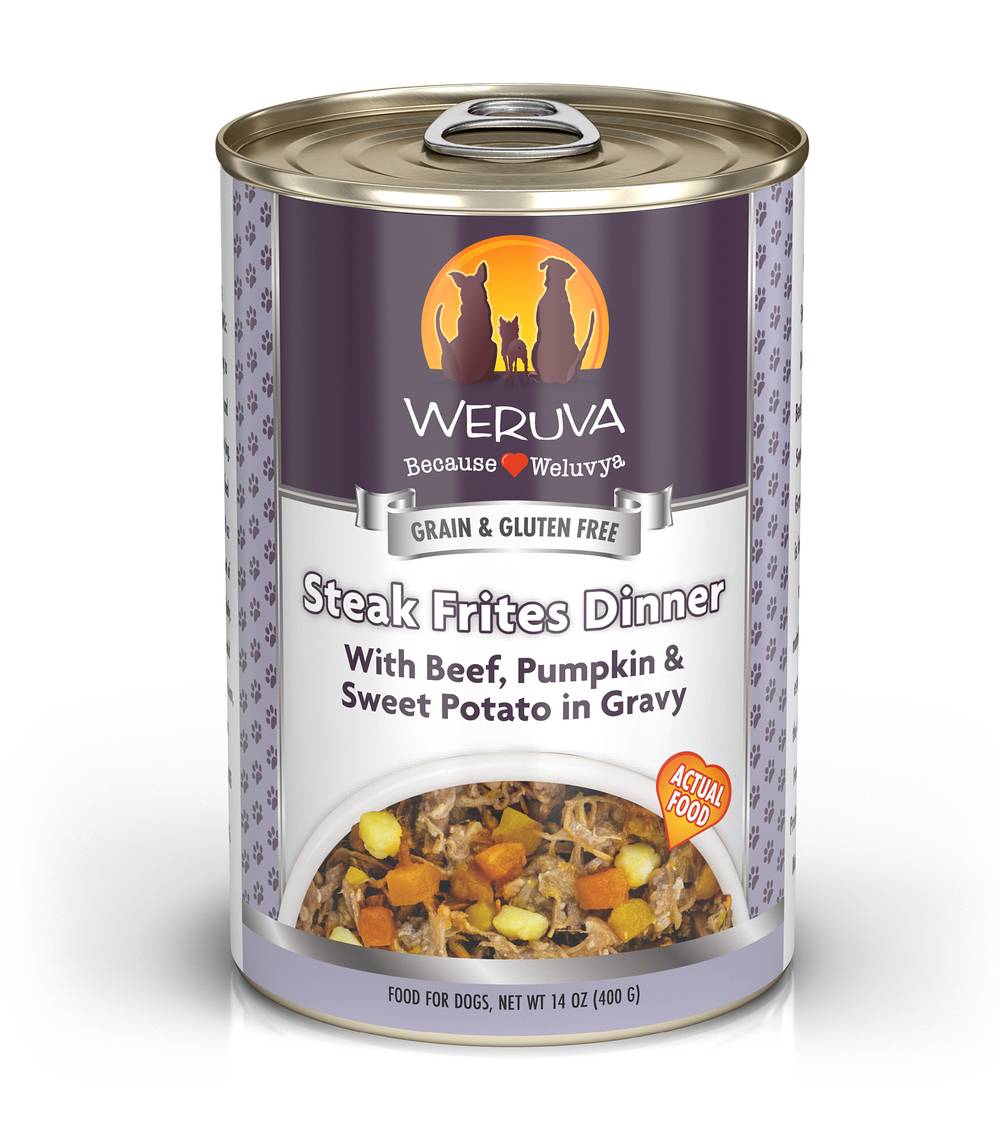Weruva Steak Frites Dinner w/ Beef, Pumpkin & Sweet Potato in Gravy Canned Dog Food (14 oz)