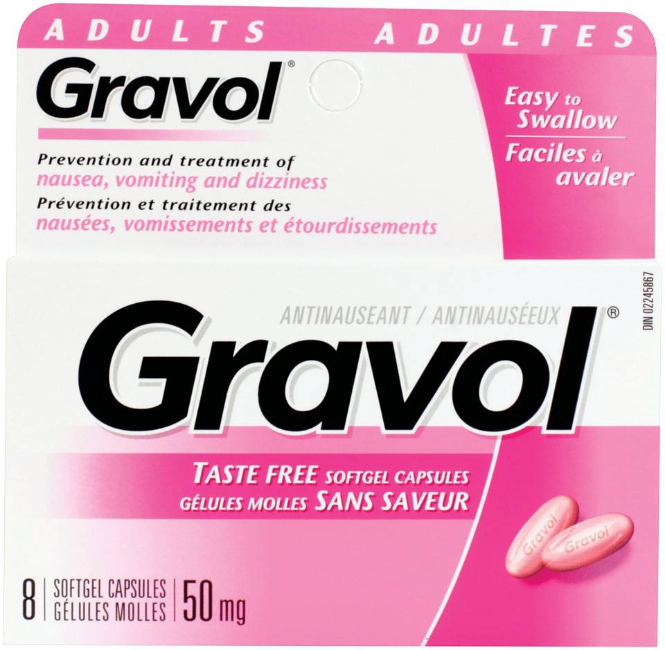 Gravol Antinauseant Softgel Capsules 50 mg (8 units)