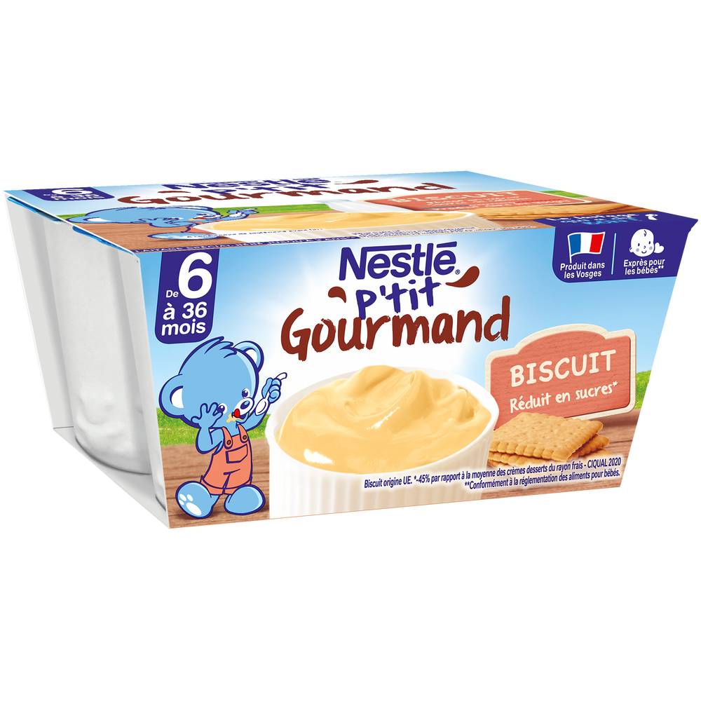 Nestlé - P'tit gourmand crème dessert biscuitée aliment pour bébés dès 6 mois (400g)