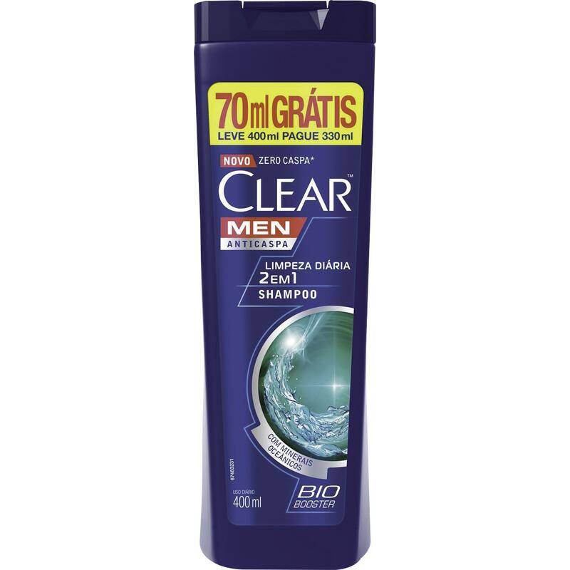 Clear shampoo anticaspa men 2 em 1 limpeza diária (400 ml)