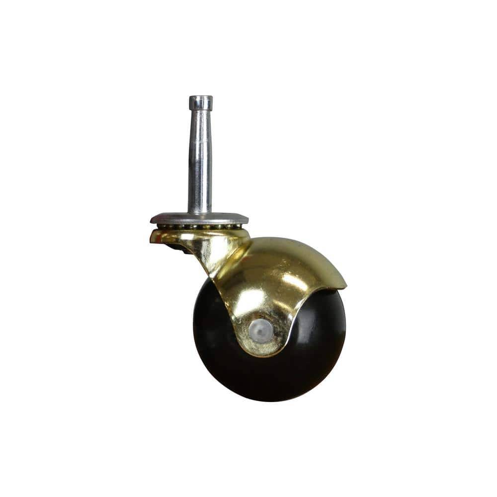 Everbilt 2 In. Black Rubber And Brass Hooded Ball Swivel Stem Caster With 80 Lb. Load Rating