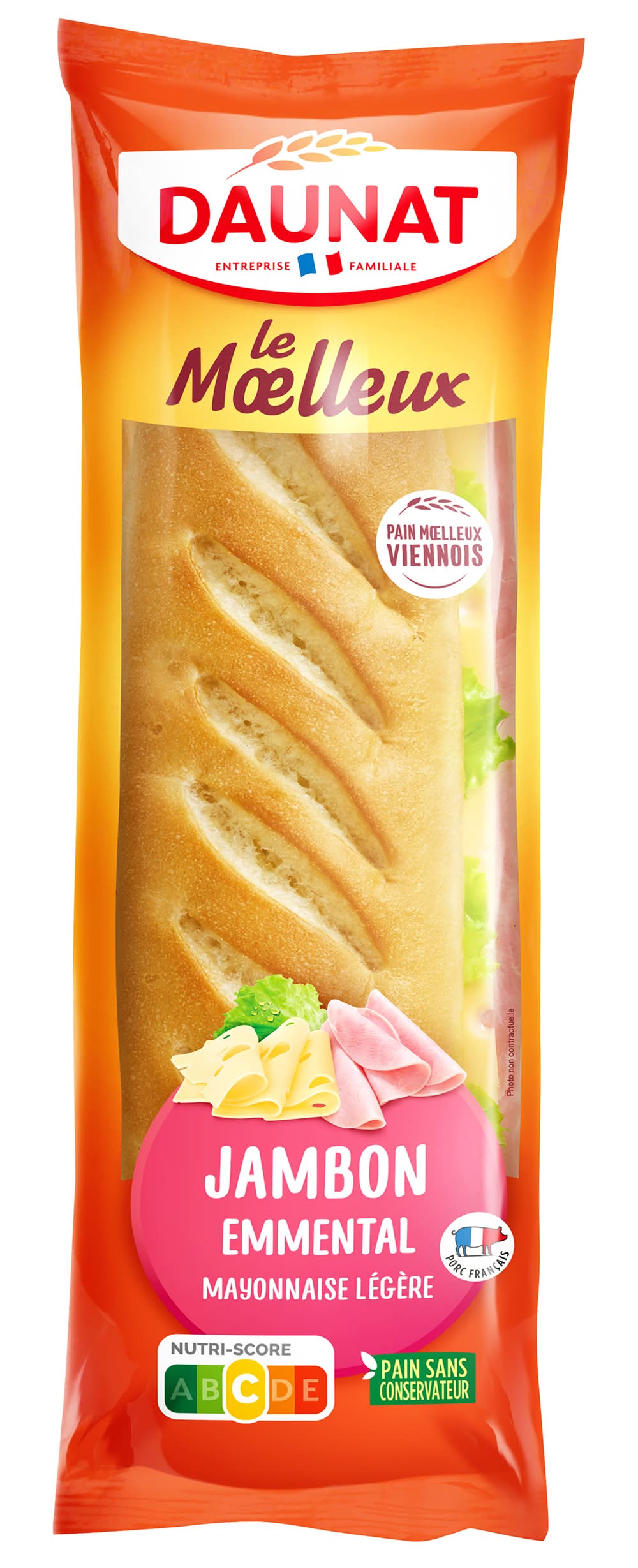 Daunat - Le moelleux sandwich, jambon-emmental (230g)