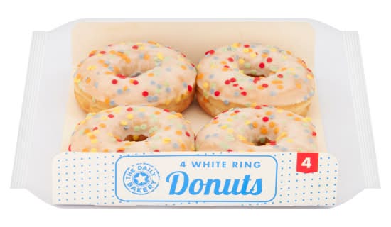 The Daily Bakery White Ring Donuts (4 pack)