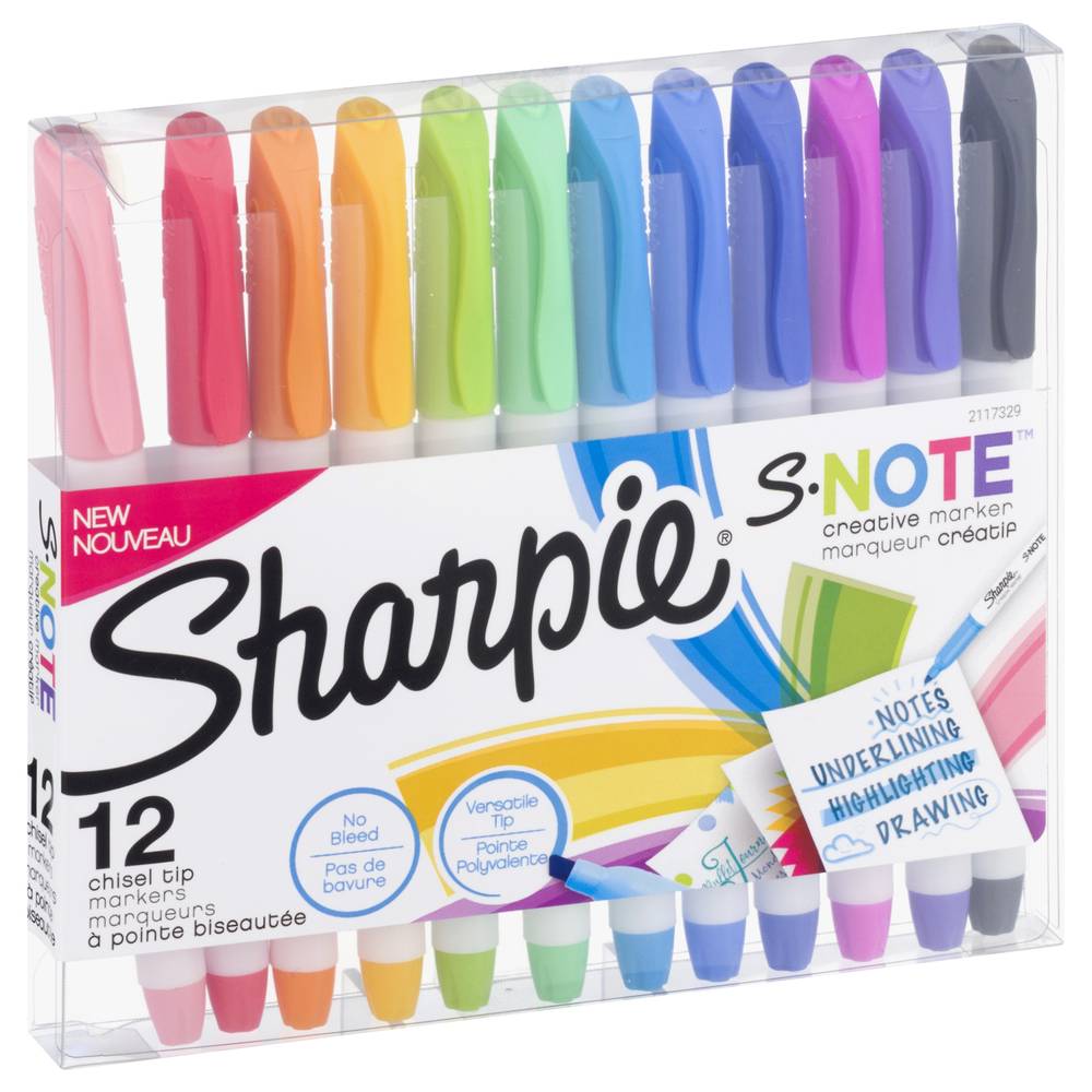 Sharpie S Note Chisel Tip Creative Markers, Assorted (12 ct)
