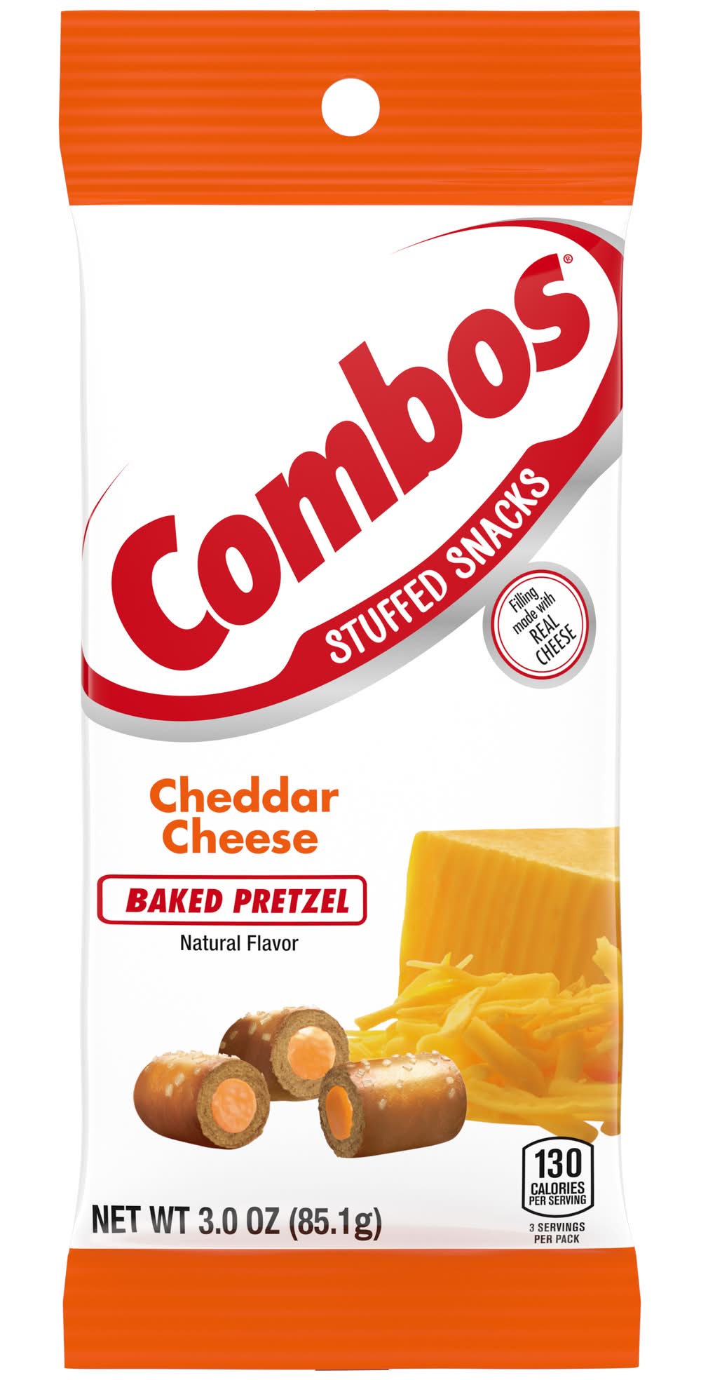 Combos Stuffed Snacks Baked Pretzel, Cheddar-Cheese (3 oz)