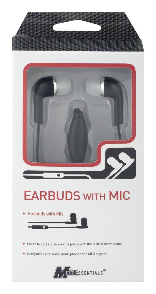 Mobilessentials Earbuds With Mic Black (1 pair)