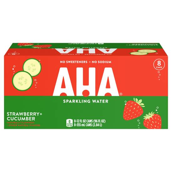 Aha Strawberry + Cucumber Sparkling Water (8 ct, 12 fl oz)