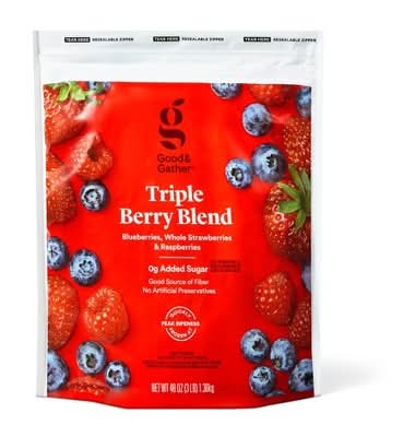 Good & Gather Triple Berry Blend Fruit Mix, Blueberries-Whole Strawberries-Raspberries (48 oz)