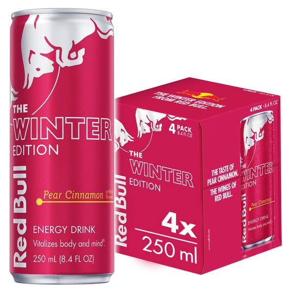 Red Bull Winter Edition Pear Cinnamon Energy Drink, 8.4 Fl Oz, 4 Cans
