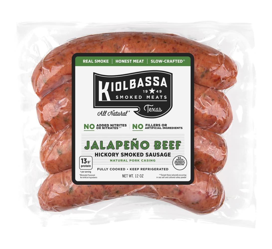Kiolbassa Jalapeño Beef Hickory Smoked Sausage (12 oz, 4 ct)