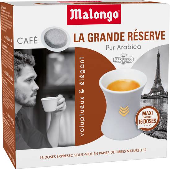 Malongo - Café dosettes la grande réserve pur arabica (104 g)
