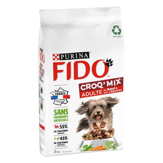 Fido Croq' Mix Croquettes pour Chien Adulte au Boeuf et légumes 3kg
