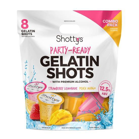 Shottys Gelatin Shots Combo pack -Strawberry Lemonade/Peach Mango Premium Alcohol (8 pack, 50 ml)