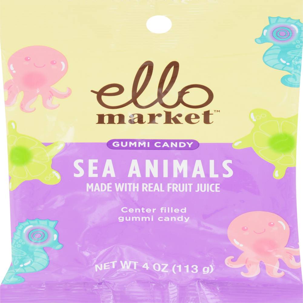 Ello Market Sea Animals Center Filled Gummi Candy - 4 oz