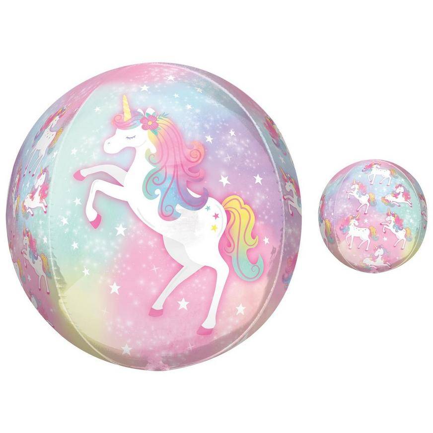 Uninflated Enchanted Unicorn Plastic Balloon, 15in x 16in - See Thru Orbz