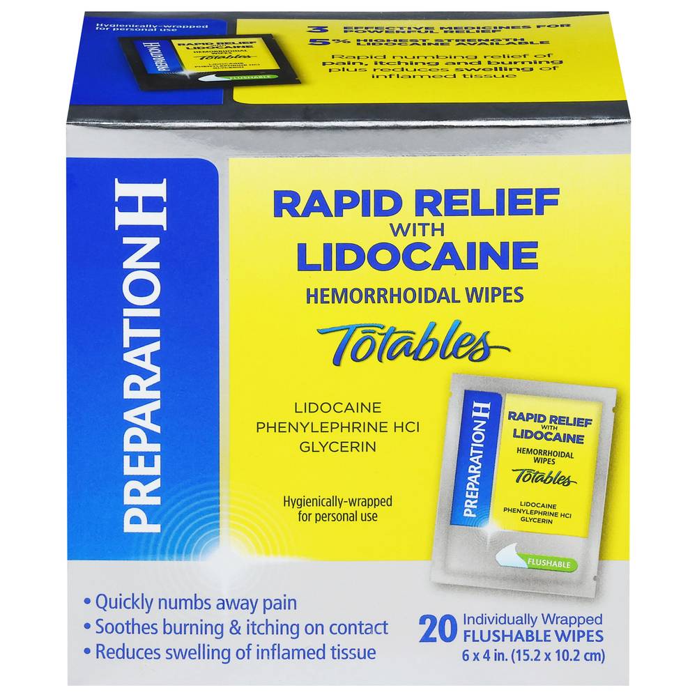 Preparation H Totables Rapid Relief With Lidocaine Hemorrhoidal Wipe (2.21 lbs)