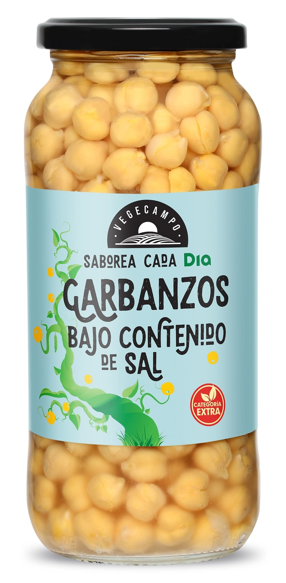 Garbanzos Cocidos Bajo Contenido En Sal Vegecampo De Dia Frasco 400 G