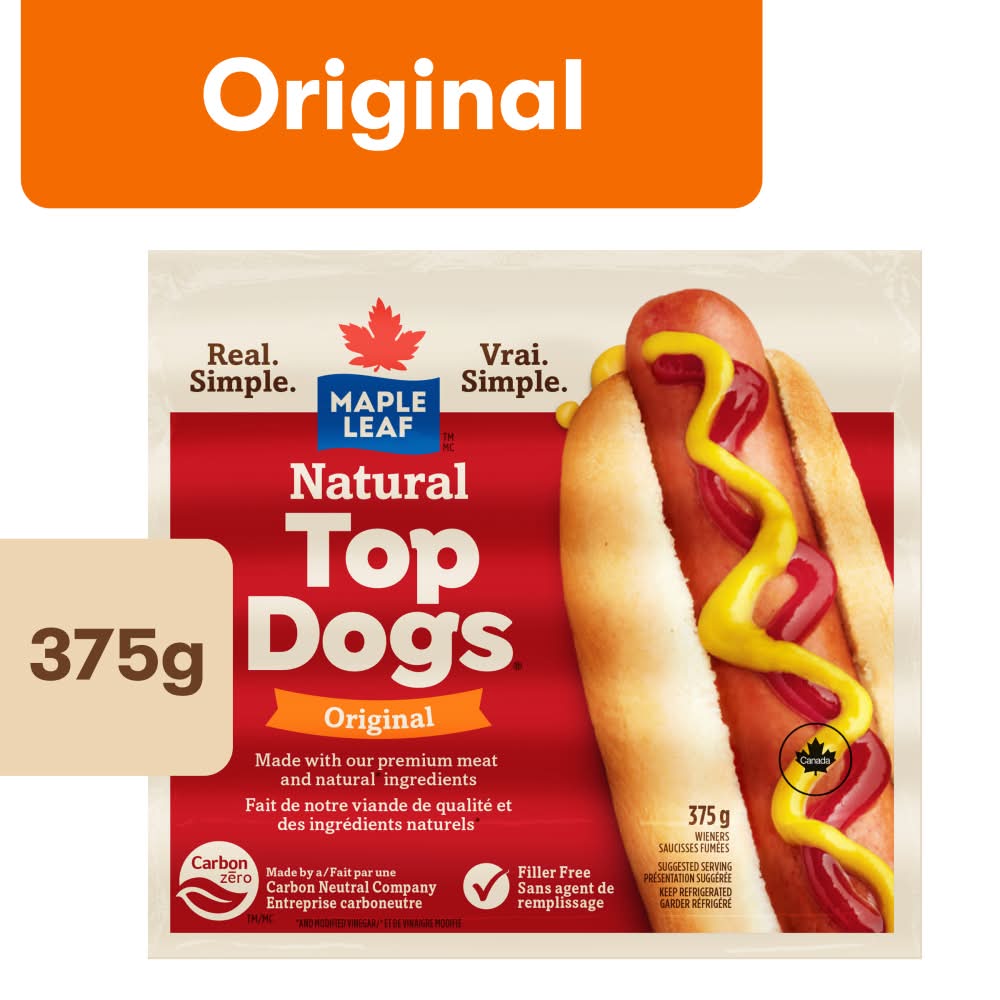 Maple Leaf Original Natural Top Hot Dogs (375 g)