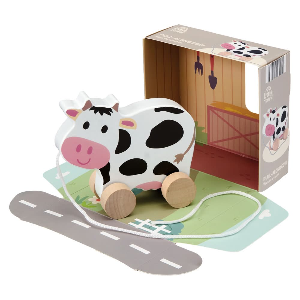 Little Town Wooden Car or Pull Toy - Cow Pull Toy