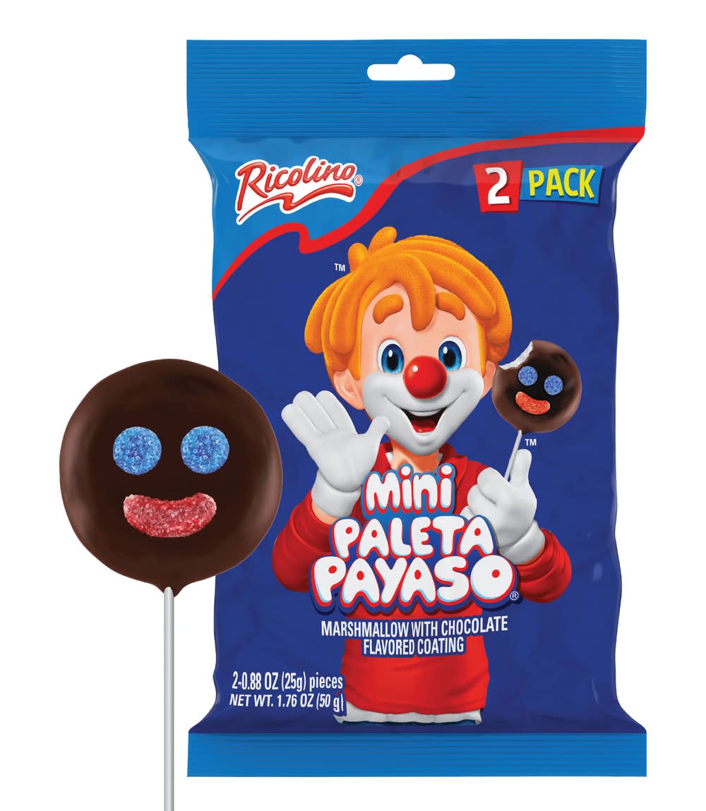 Ricolino Mini Paleta Payaso Marshmallow Lollipop, Chocolate (2 x 0.88 oz)