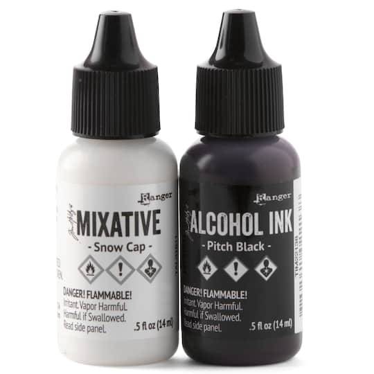 Tim Holtz Alcohol Ink Set, Black & White (1 fl oz, 2 ct)