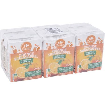 Carrefour Classic' - Jus d'orange sans pulpe (6 pièces, 200 ml)