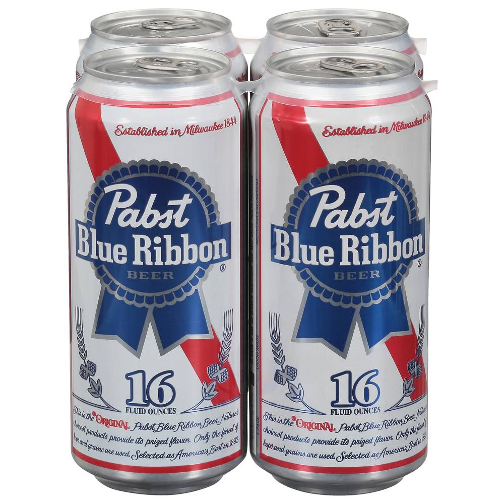 Pabst Blue Ribbon American Lager Beer (4 ct, 16 fl oz)