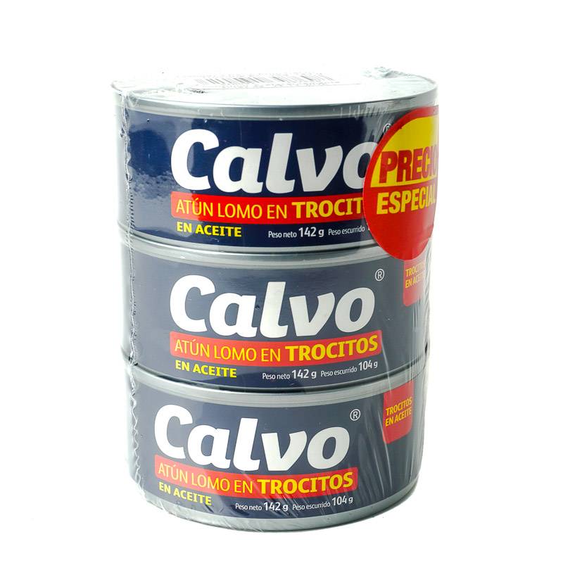 Calvo atún lomo trocitos en aceite (3 pack, 142 g)