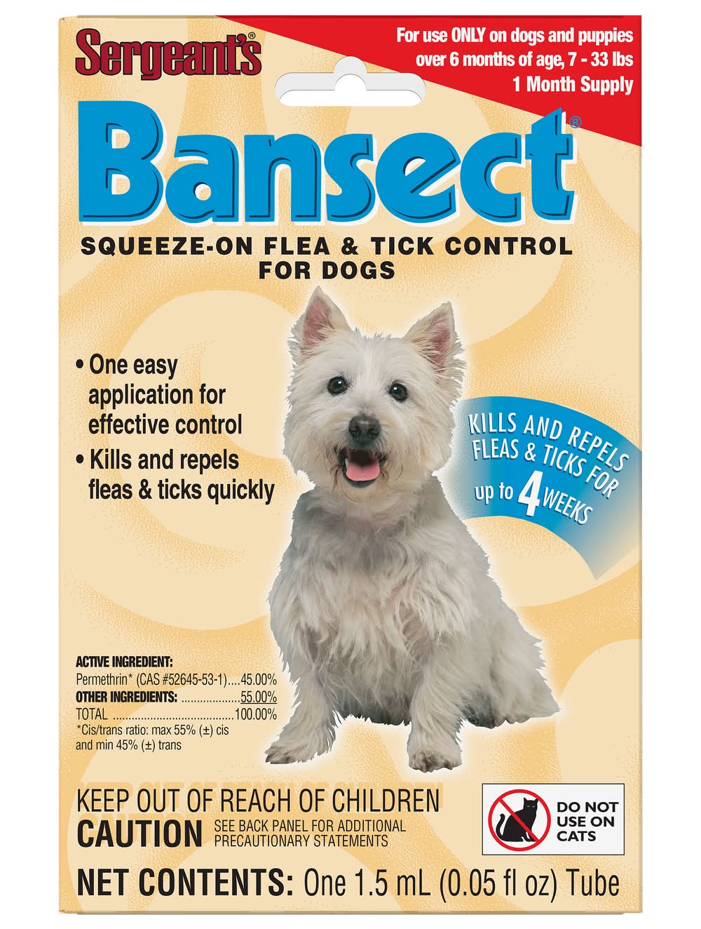 Sergeant's Bansect Squeeze on Flea & Tick Control For Dogs (0.05 fl oz)