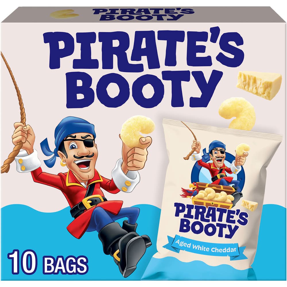 Pirate's Booty Rice & Corn Puffs, Aged White Cheddar (10 x 0.5 oz)
