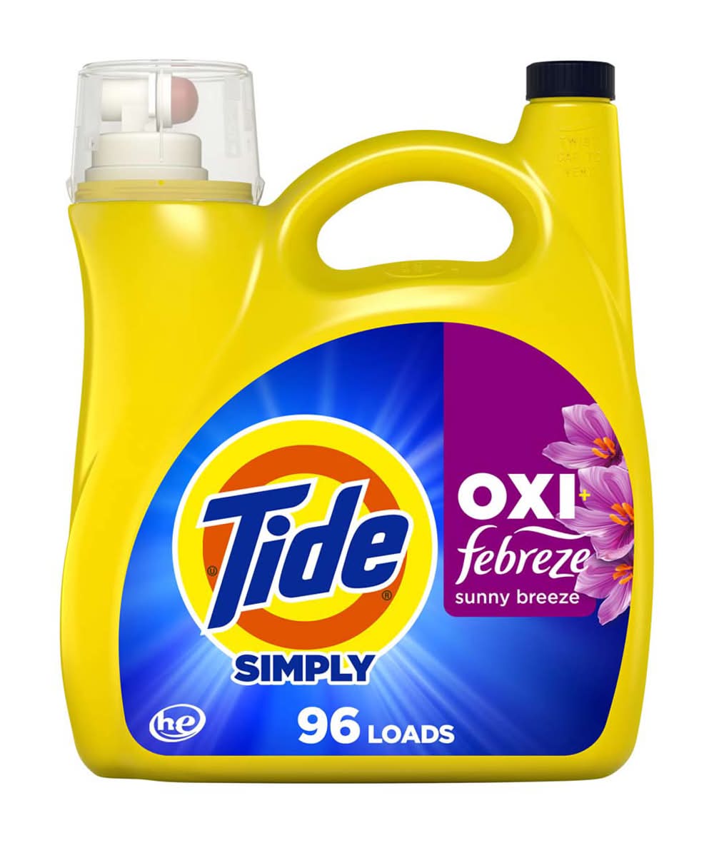 Tide Simply Oxi Boost + Febreze Odor Defense Liquid Laundry Detergent, Sunny Breeze (137 fl oz)