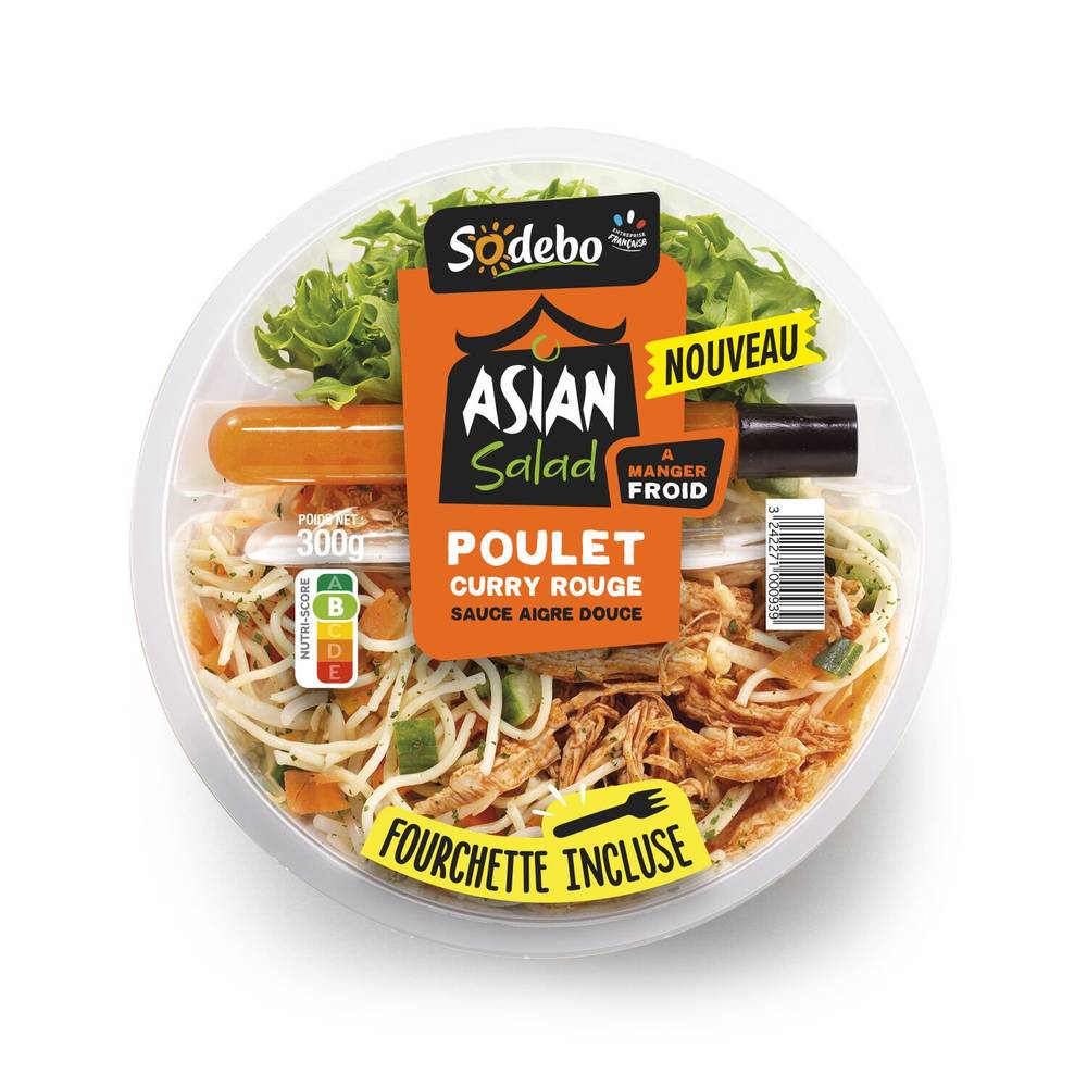 Salade Poulet Curry Rouge SODEBO - la barquette de 300g