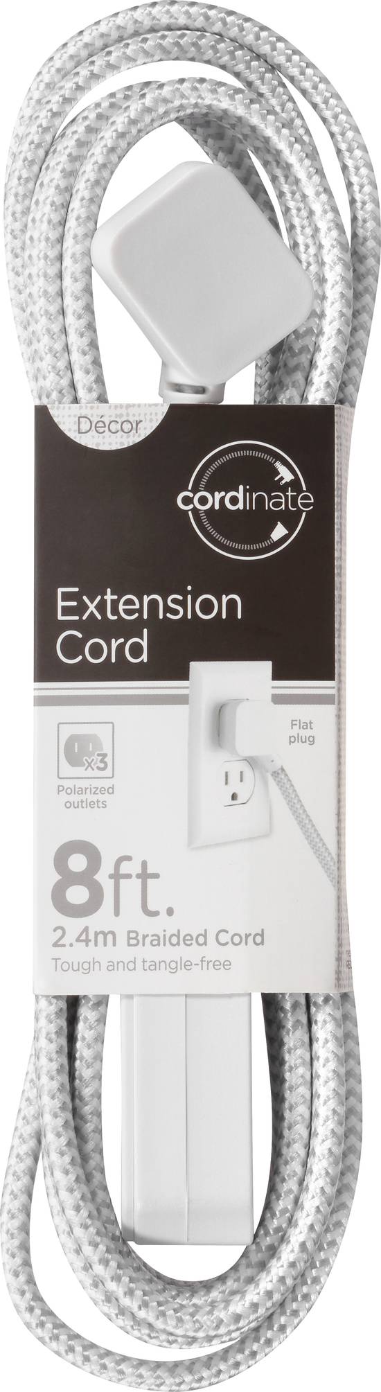 Cordinate Decor White Braided Extension Cord