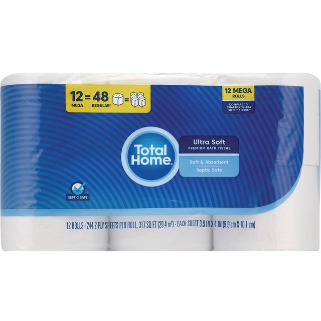 Total Home 2-Ply Ultra Soft Bathroom Tissue Mega Rolls (12 pack)