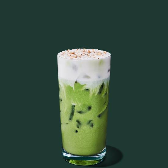 Iced Nondairy Caramel Matcha Cookie Latte