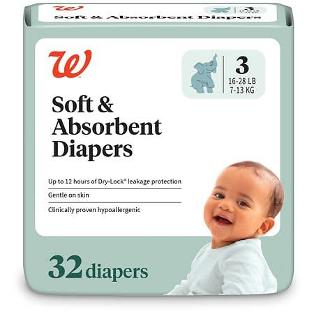 Walgreens Soft & Absorbent Premium Baby Diapers, 3 (32 ct)