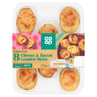 Co-op 8 Cheese & Bacon Loaded Skins 224g