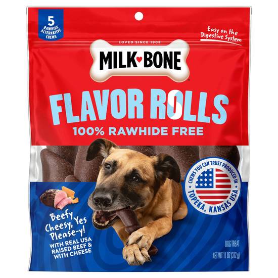 Milk-Bone 100% Rawhide Alterative Chews Rolls Dog Treat (beefy-cheesy)