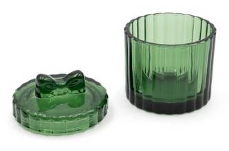 Bullseye's Playground Tinted Glass Box With Bow, Green